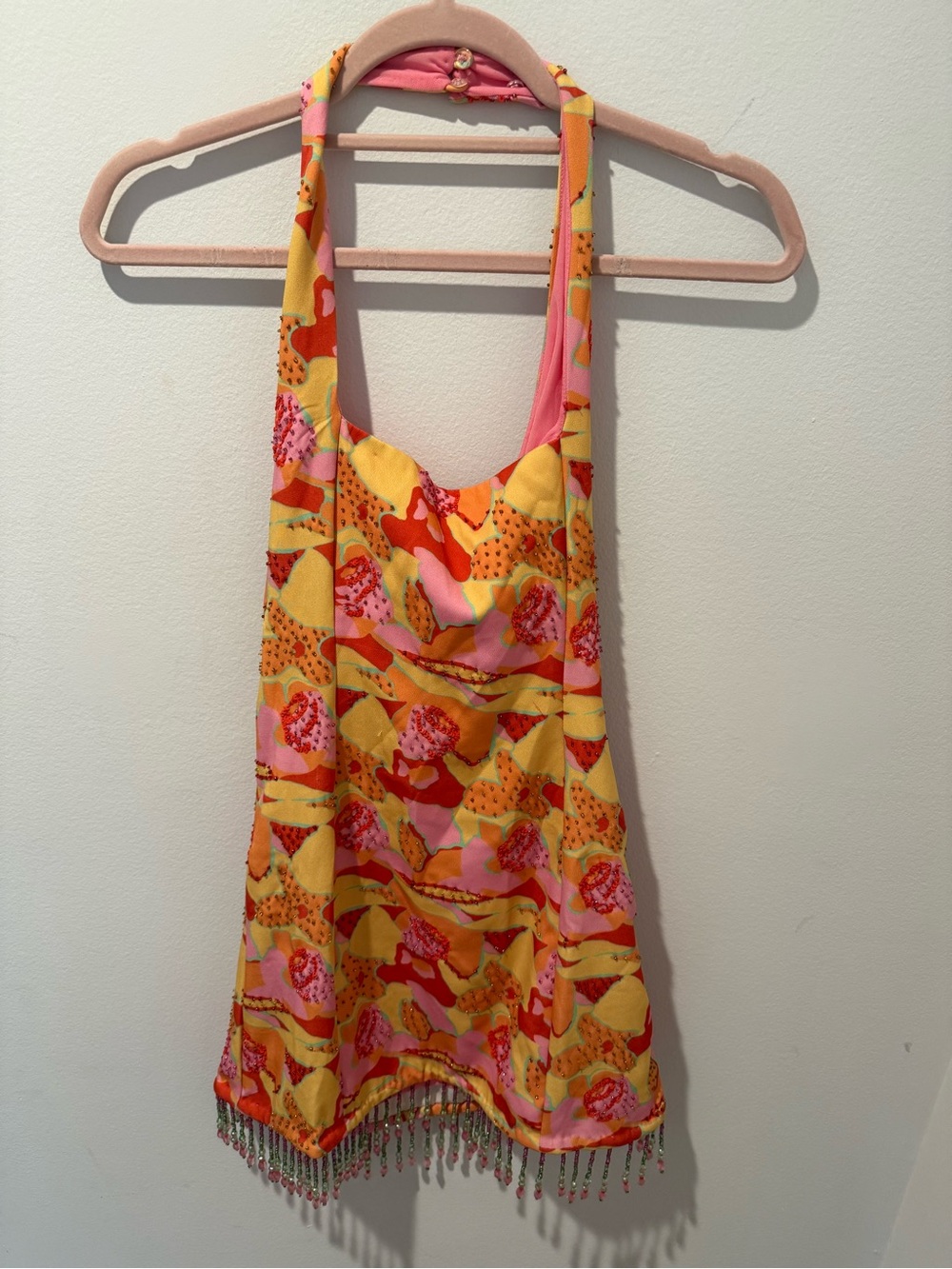 NWT Show Me Your Mimi Samba Mini Halter Dress in Havana Beaded Sequins